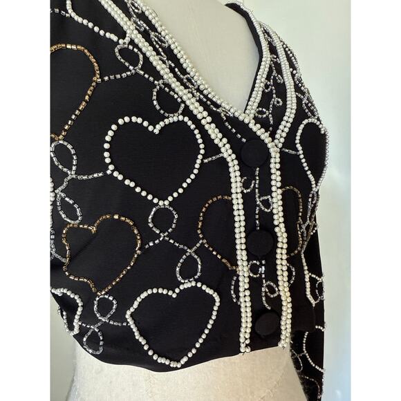 LoveShackFancy Black Beaded Cardigan XS - Picture 2 of 6